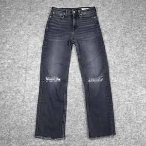 Rag & Bone‎ Nina High-Rise Ankle Cigarette Jeans Womens 26 Black Distressed